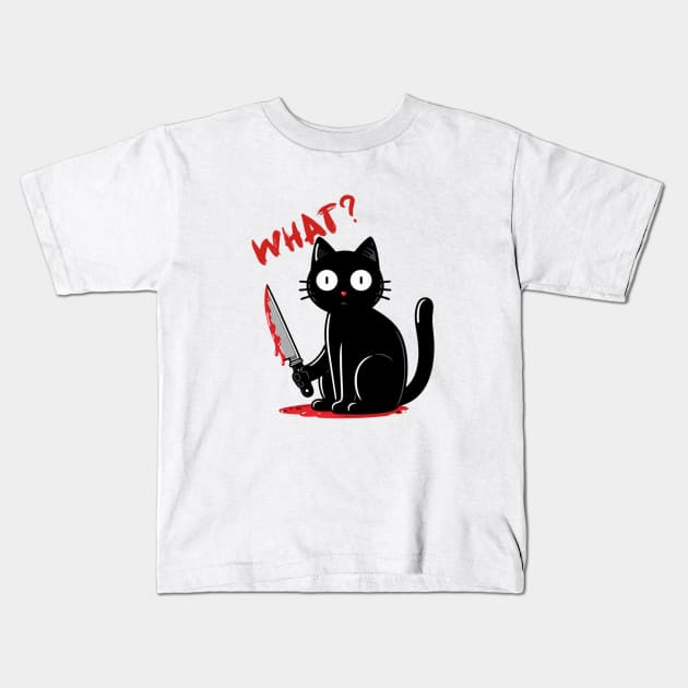 Cat What Kids T-Shirt by ZaikyArt